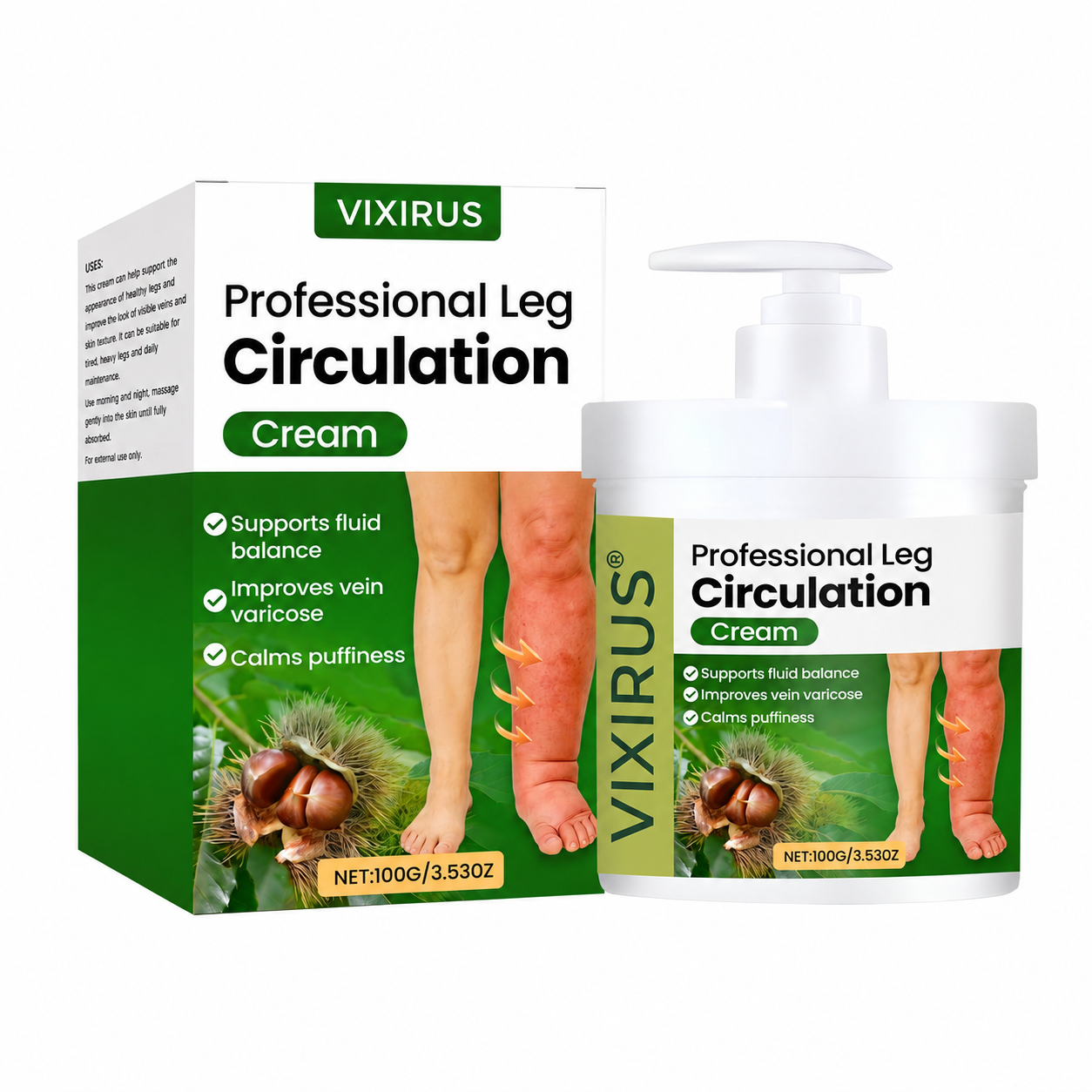 ✨Vixirus™ Professional Leg Circulation Cream Advanced Botanical Formula for Light Comfortable Legs🦵