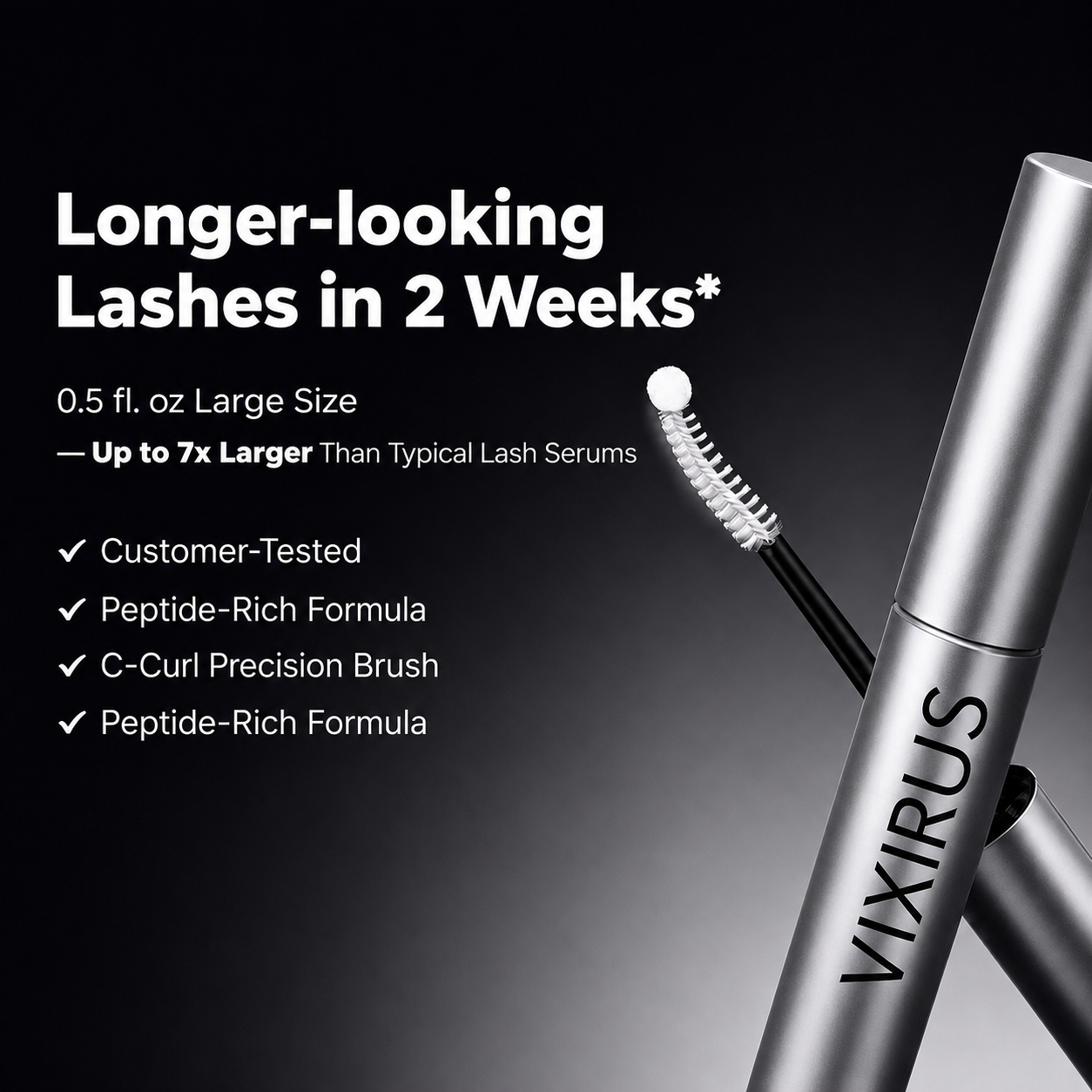 VIXIRUS Eyelash Growth Serum- Safe & Gentle Lashes Care, Fuller, Thicker in 2 Weeks, Non-Prostaglandin