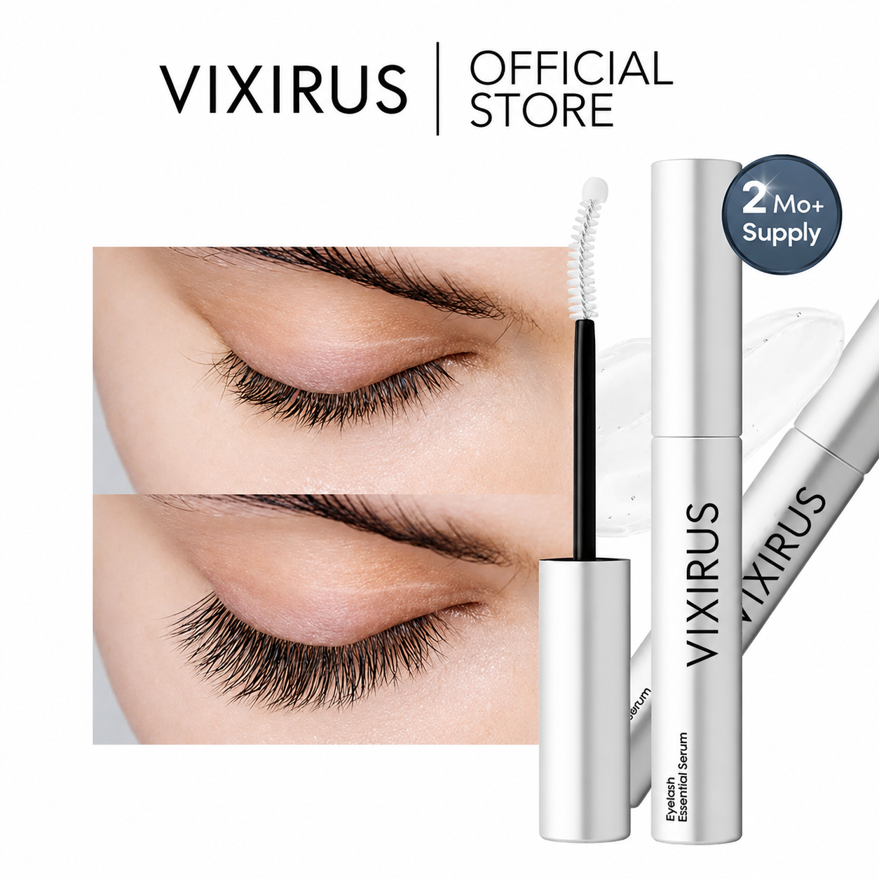 VIXIRUS Eyelash Growth Serum- Safe & Gentle Lashes Care, Fuller, Thicker in 2 Weeks, Non-Prostaglandin