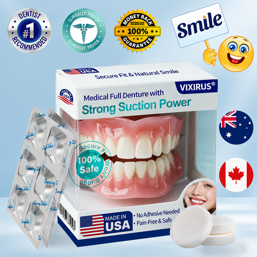 🦷VIXIRUS® Medical Full Denture with Strong Suction ✅ Made and Shipped from the（USA）