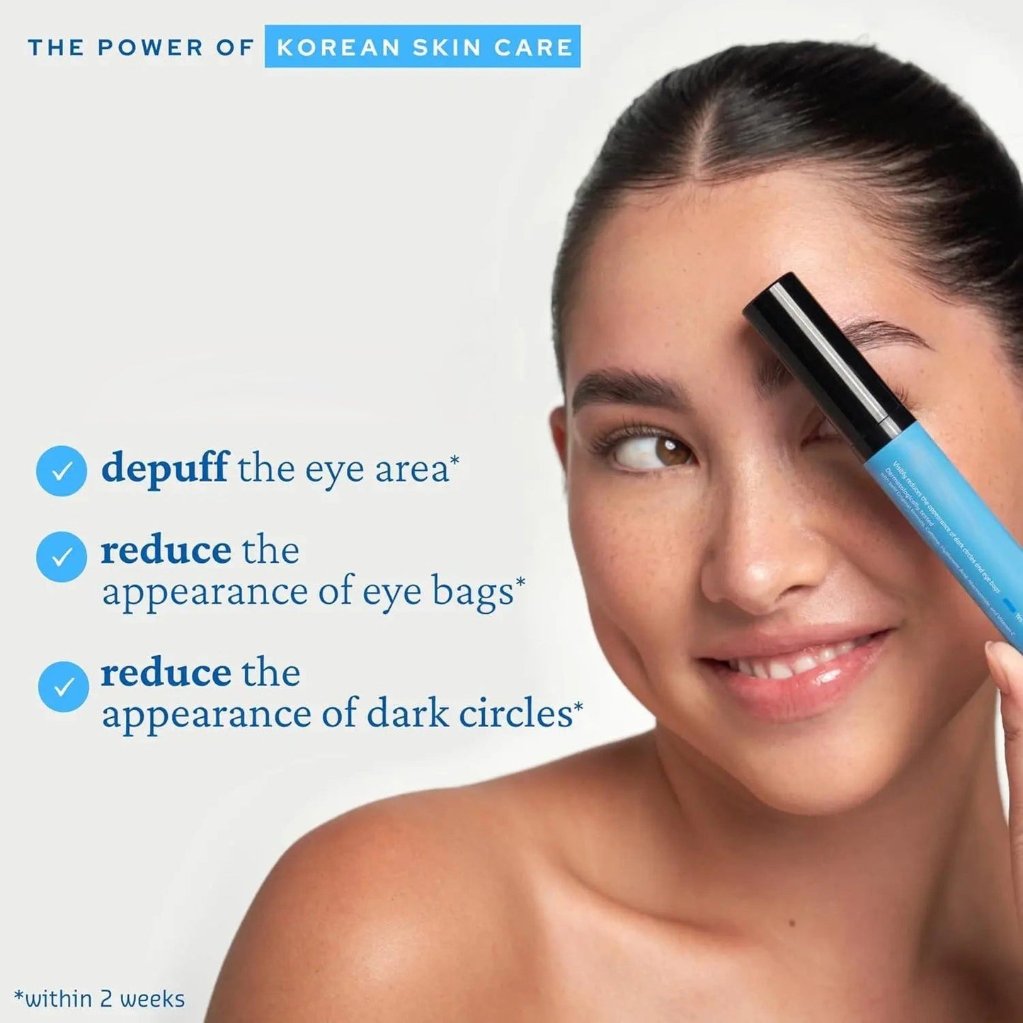 Eye Gel, Korean Skincare with Caffeine, Hyaluronic Acid & Niacinamide – Hydrating, Depuffing & Plumping Eye Cream with Cooling Ceramic Tip