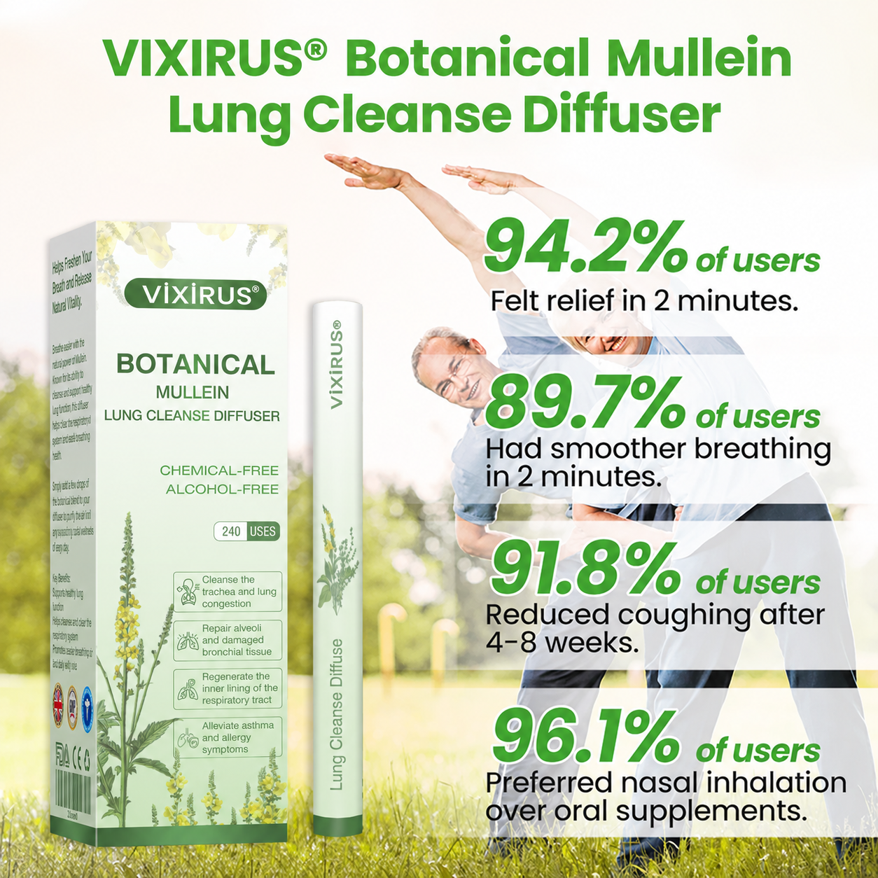 ❣️✅UK Owned and Operated|VIXIRUS® Botanical Mullein Lung Cleanse Diffuser (💝 Cough, wheezing, shortness of breath, sputum, stuffy nose, bronchitis, bronchitis, allergy symptoms, lung discomfort💝)