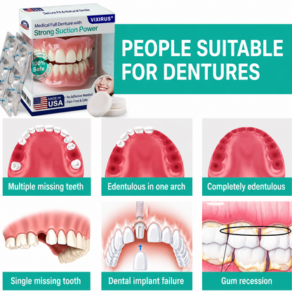 🦷VIXIRUS® Medical Full Denture with Strong Suction ✅ Made and Shipped from the（USA）