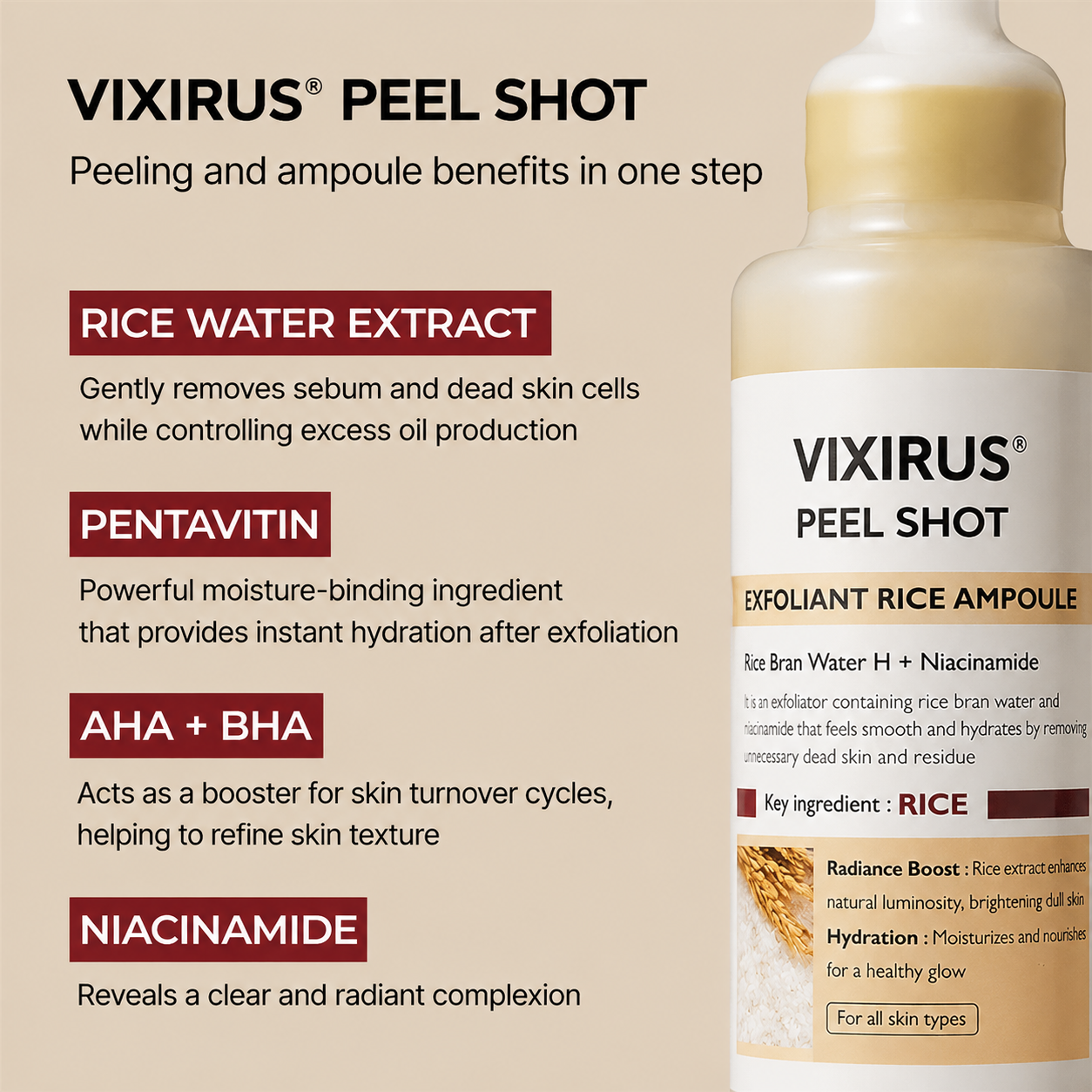 VIXIRUS®--Rice  Peel Shot Serum