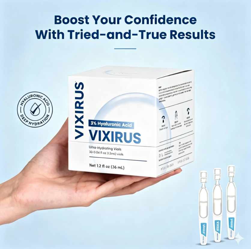 ✅Youthful Looking Skin in 30 Days-VIXIRUS® 3% Hyaluronic Acid Ultra Hydrating Serum Deep Hydration. Fresh Glow.