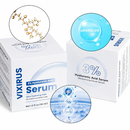 ✅Youthful Looking Skin in 30 Days-VIXIRUS® 3% Hyaluronic Acid Ultra Hydrating Serum Deep Hydration. Fresh Glow.